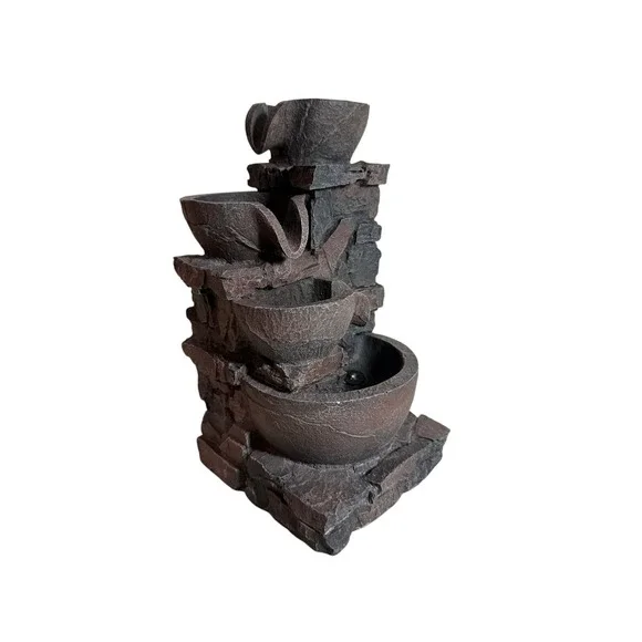 MSEONWXI Indoor Decorative Tabletop Fountain Four Stone Fountains with Bowls LED - Picture 4 of 15